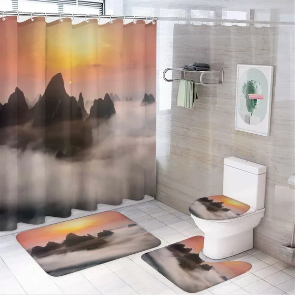 Mist Clouds Mountain on a shower curtain