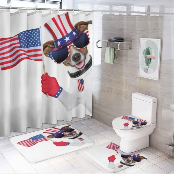 Patriotic Pet Dog on a shower curtain