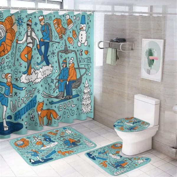 People Winter Activities on a shower curtain
