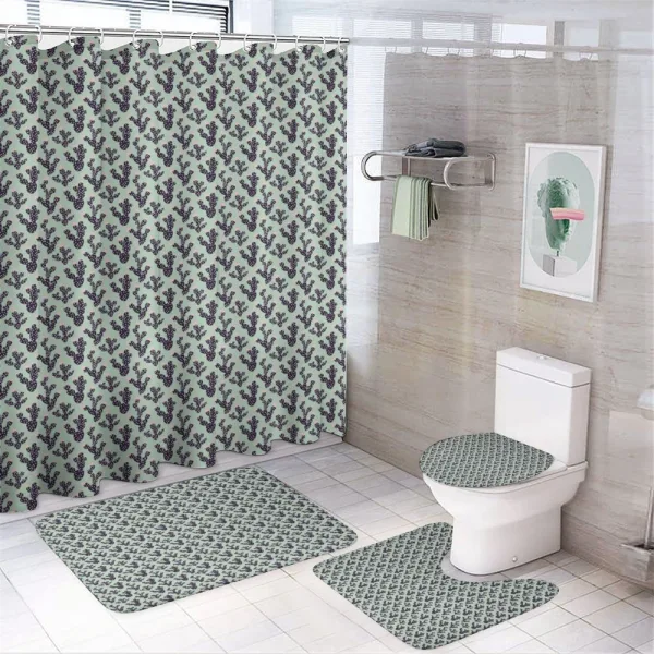 Prickle Plant and Polka Dots on a shower curtain