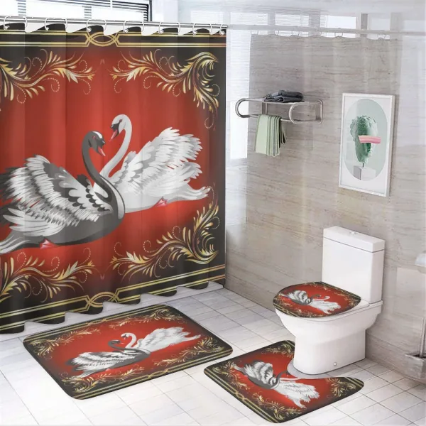 Romantic Swan Couple on a shower curtain