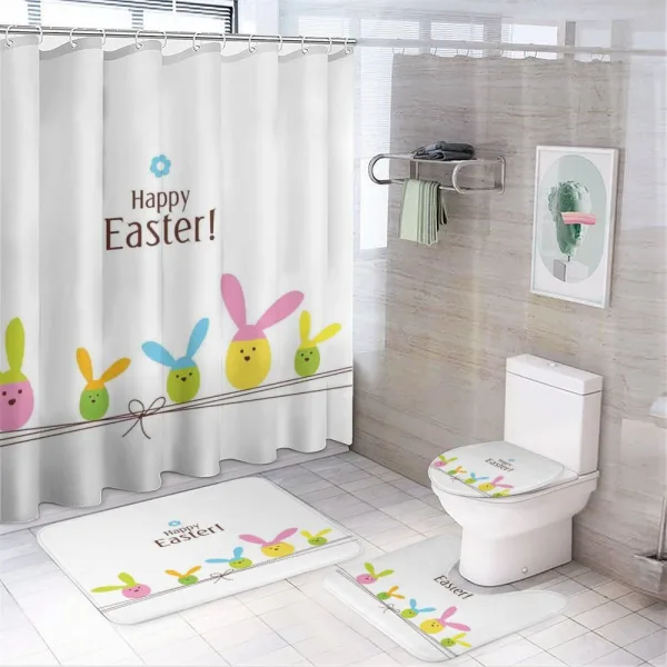 Simplistic Cartoon Eggs on a shower curtain
