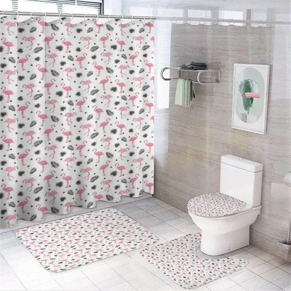 Watercolor Art Flamingos on a shower curtain