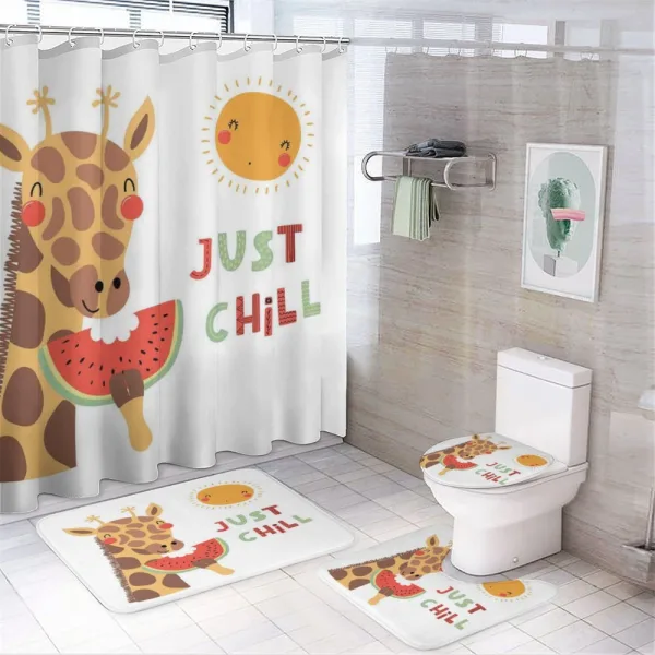 Watermelon Sun Chill Phrase on a shower curtain