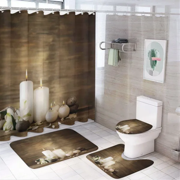 Wooden Stones Flower Petal on a shower curtain
