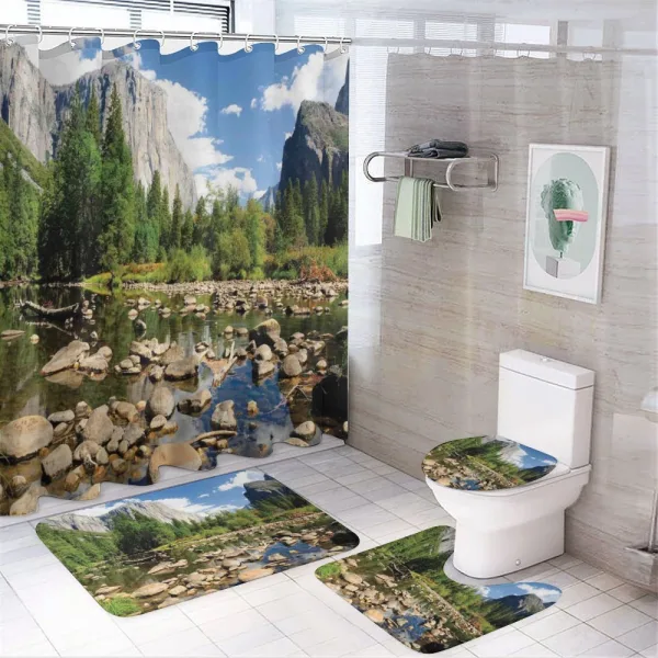 Yosemite Forest River on a shower curtain