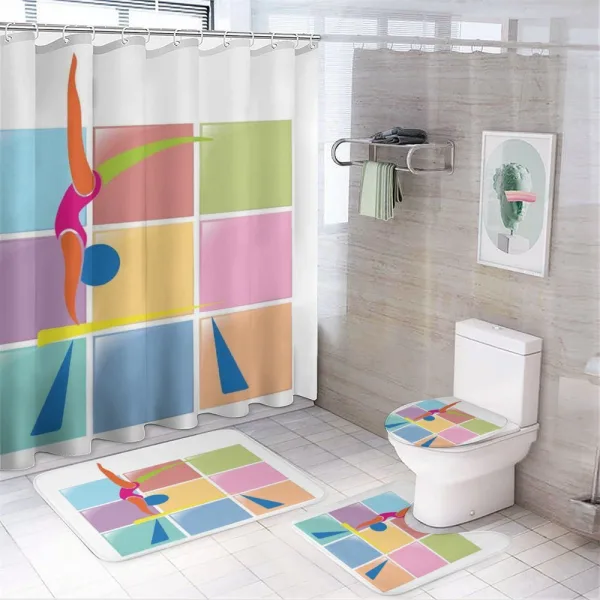 Abstract Athlete on a shower curtain