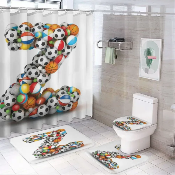 Colorful Sports Balls on a shower curtain
