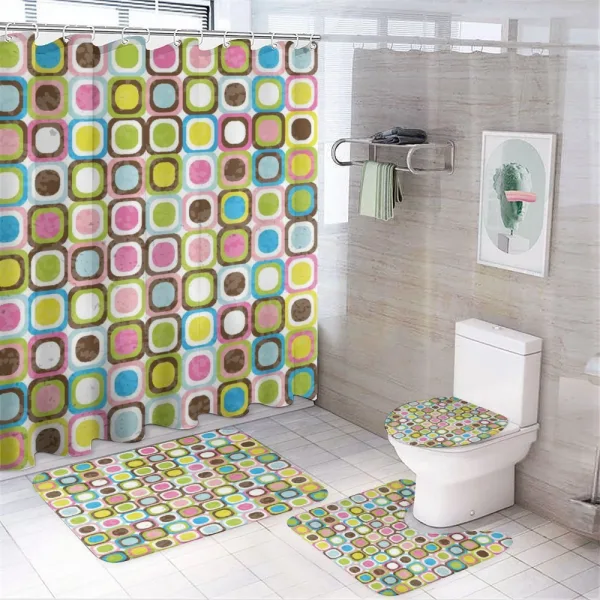 Cubes Inner Circles on a shower curtain