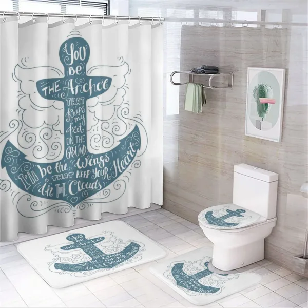 Doodle Marine Motif on a shower curtain