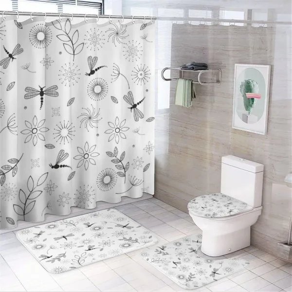 Dragonfly Floral on a shower curtain