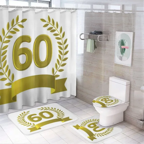 Golden Age Birthday on a shower curtain