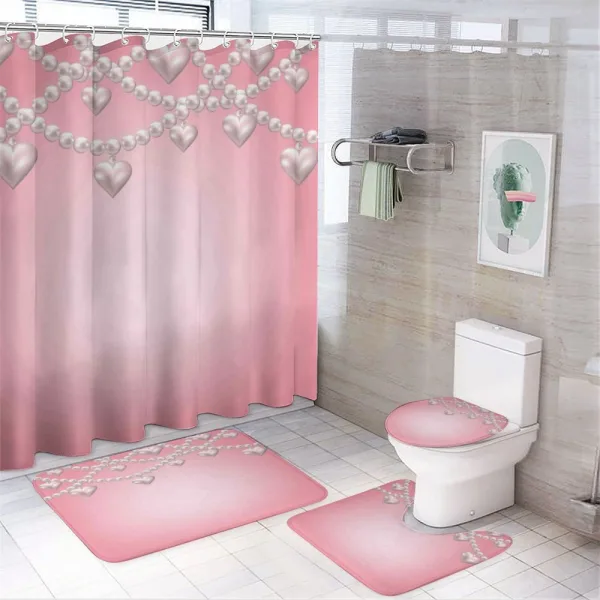 Heart Pearl Necklace on a shower curtain
