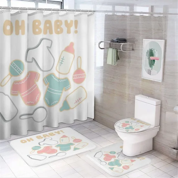Newborn Infant Bodysuit on a shower curtain
