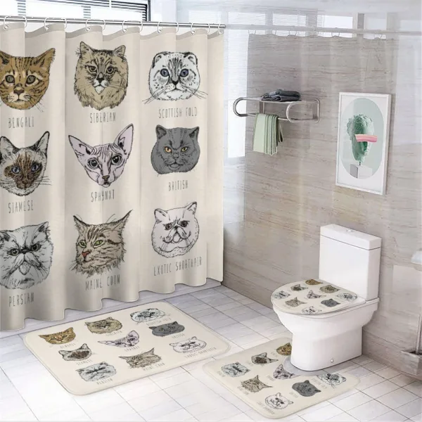 Pet Cat Portraits on a shower curtain