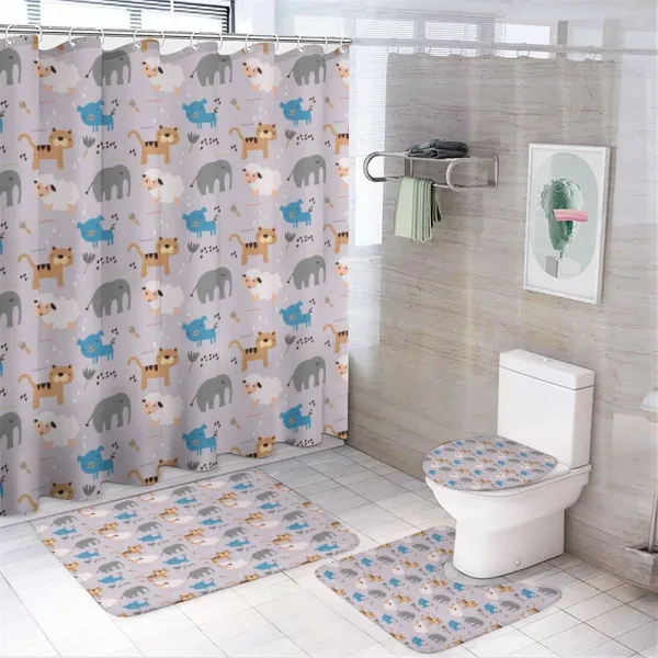 Sheep Elephant Pig Dog on a shower curtain