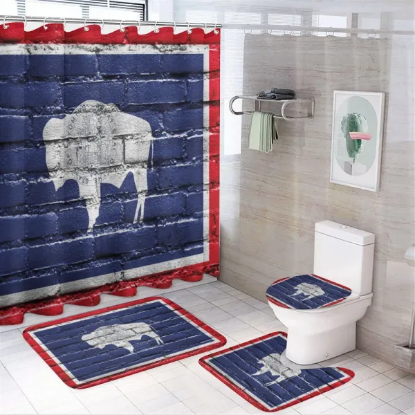 State Flag Paint on Bricks on a shower curtain
