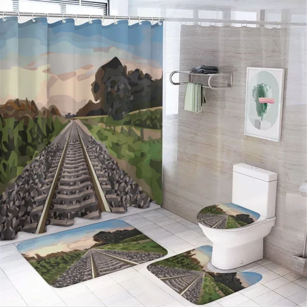 Stones and Road Tracks on a shower curtain