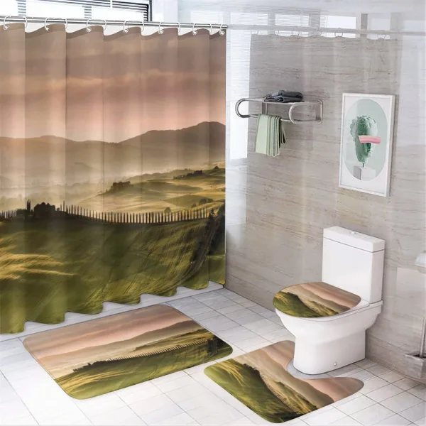 Trees Meadows Countryside on a shower curtain