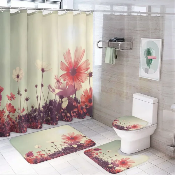 Vintage Cosmos Plant Sky on a shower curtain