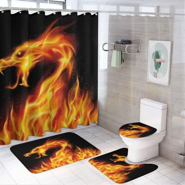 Abstract Fiery Creature on a shower curtain