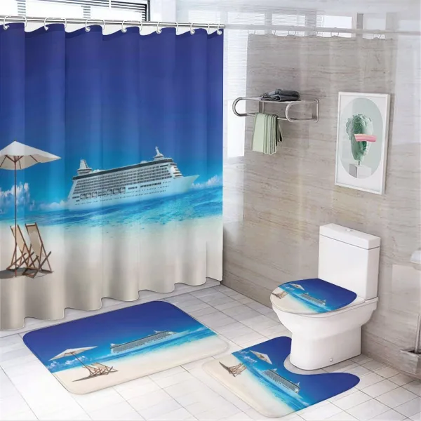 Beach Cruise Boat Trip on a shower curtain