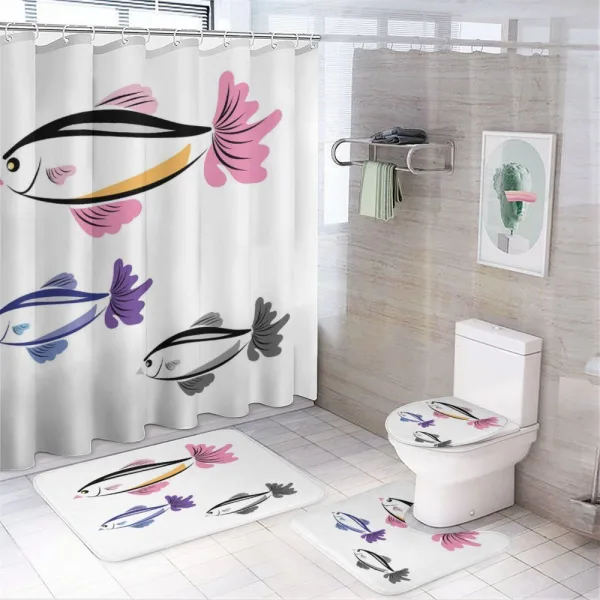 Bird Faced Animals Swim on a shower curtain