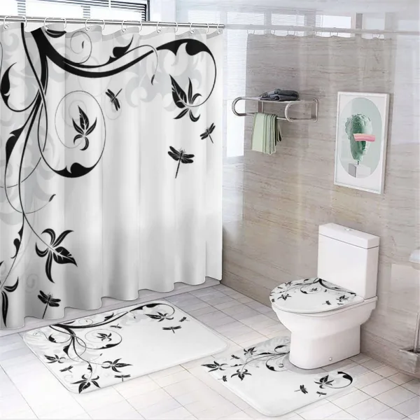 Damask Curl Leaves on a shower curtain