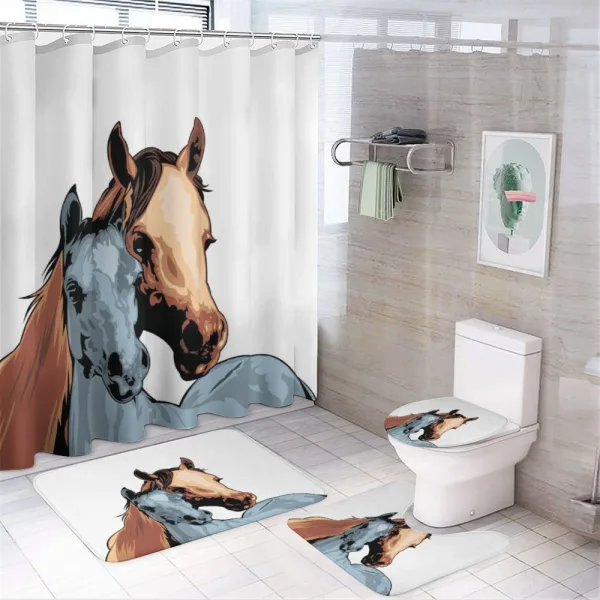Farm Life 2 Horses on a shower curtain