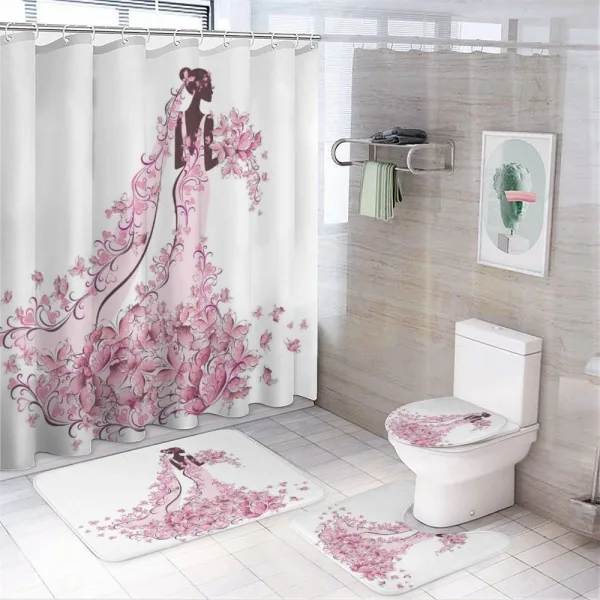 Floral Bridal Gown on a shower curtain