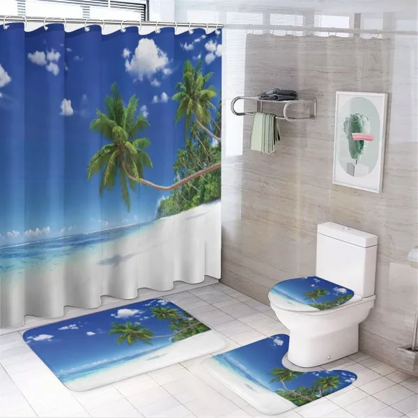 Lagoon Palm Leaf Clouds on a shower curtain