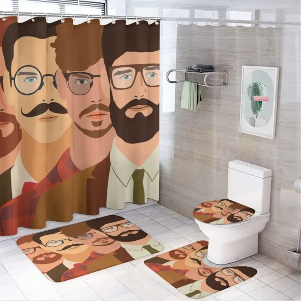 Male Hipster Characters on a shower curtain