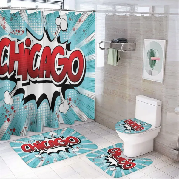 Pop Art Comic Book Chicago on a shower curtain