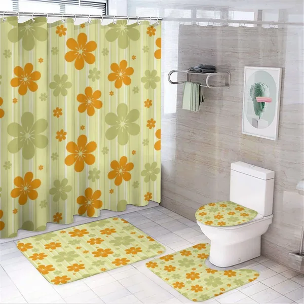 Retro Graphic Flowers on a shower curtain