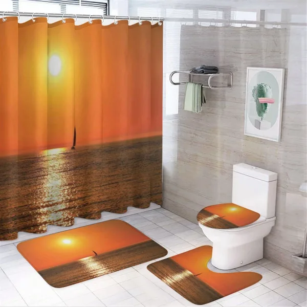 Sailboat Sea Sunrise on a shower curtain