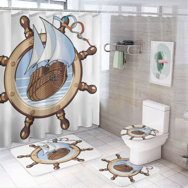 Ships Wheel Sailing on a shower curtain
