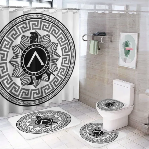 Spartan on a shower curtain