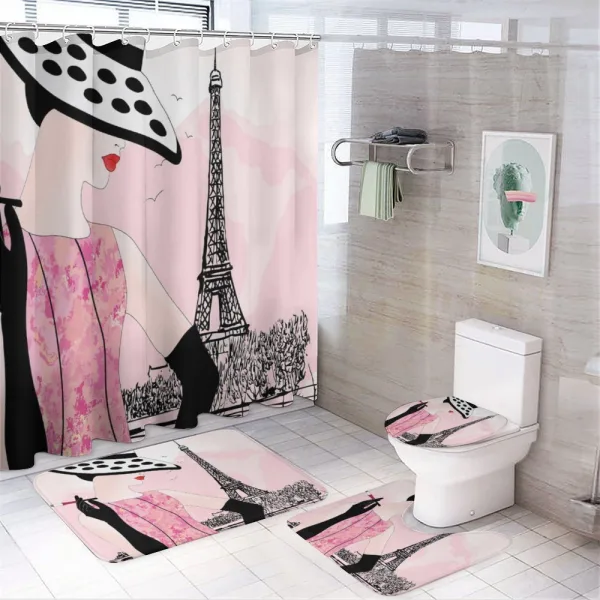 Woman Eiffel Tower on a shower curtain