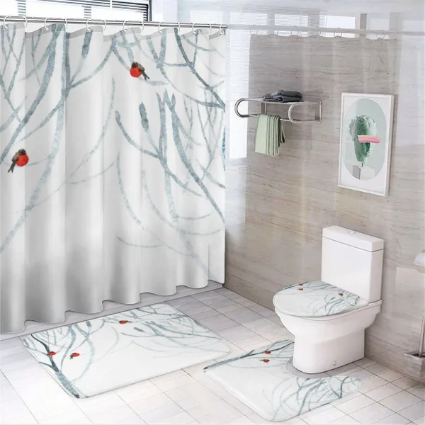 Woods Bullfinches on a shower curtain