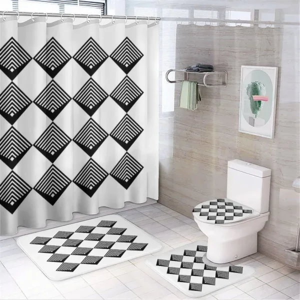 Art Deco Squares on a shower curtain