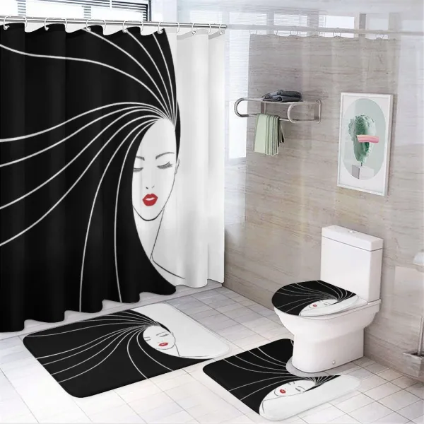 Extra Long Straight Hair on a shower curtain