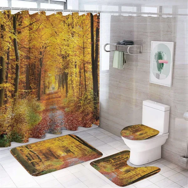 Foliage Leaves Autumn on a shower curtain