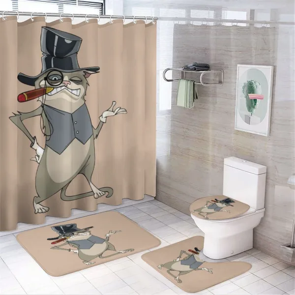 Funny Gentleman Cat Monocle on a shower curtain