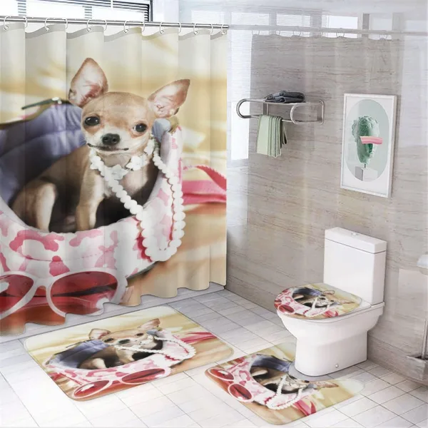 Funny Sassy Fashion Dog on a shower curtain