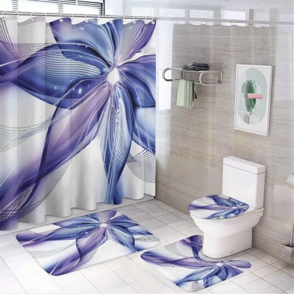 Geometric Flowers on a shower curtain