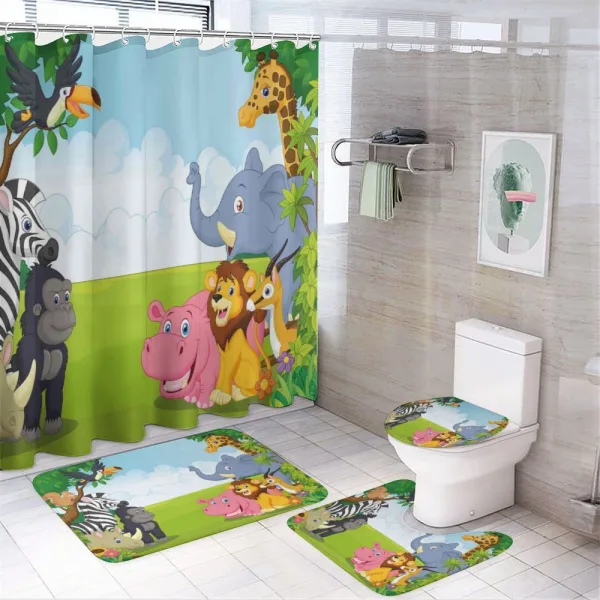 Kids Safari Animals on a shower curtain