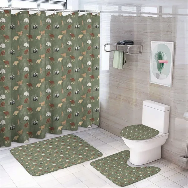 Leaves and Animals on a shower curtain