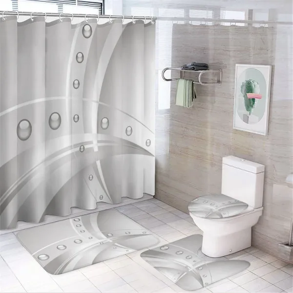Lines Curves Balls on a shower curtain