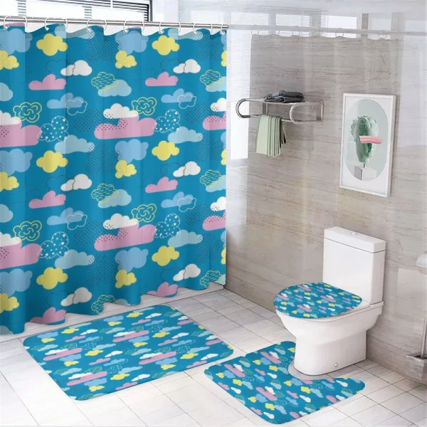 Nursery Style Clouds Dots on a shower curtain