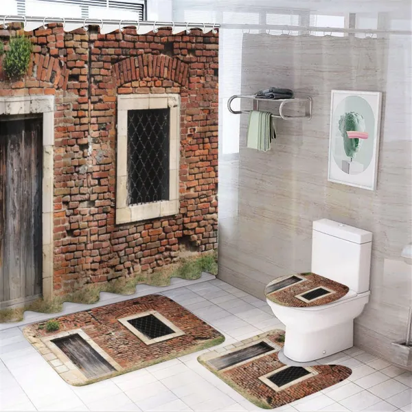Old House Door Brickwork on a shower curtain